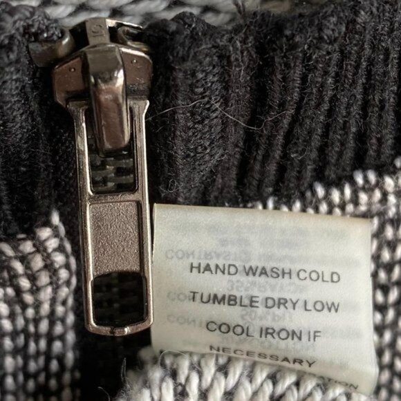 41Hawthorn Knit Tweed Moto Jacket Size L Faux Leather Trim Gray Black Full Zip - Picture 9 of 12